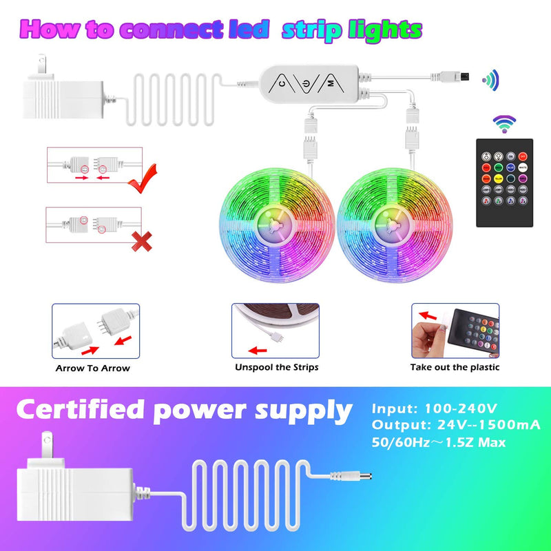 [AUSTRALIA] - 65.6ft/20M Led Strip Lights, Long Smart Music Sync 5050 RGB Color Changing Light Strip Bluetooth APP/IR Remote/Switch Box Control Rope Lights LED Lights for Bedroom,Party,Home Decoration,Festival 65.6FT (APP+Remote+Mic+3 Button) 
