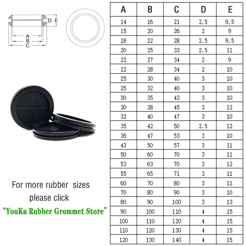 Millie Rubber Grommet,2-1/8"ID 2-1/2"Drill Hole,Hole Grommets,Rubber Hole Plug,Synthetic Rubber Grommets Wire Protection Firewall Hole Plug, Round