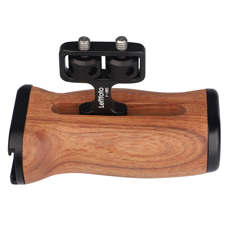 Universal Side Wooden Handle Grip,for DV Video Cage Rig DSLR,with Cold Shoe Mount 1/4 Screw,Woodgrain Finish