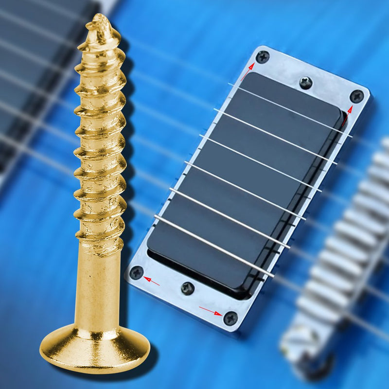 Drfeify Guitar Pickup Screws, 40pcs Humbucker Pickup Screws Set Kit Ring Surround Mounting Screws for Guitar Accessory Parts Golden