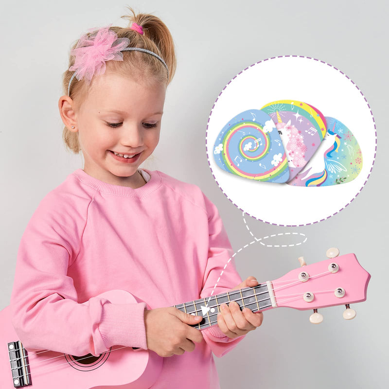 24 Pieces Unicorn Guitar Picks, Unicorn Guitar Picks with 1 Pick Holder Case for Kids, Girl Guitar Picks for Guitar Bass Music Instruments