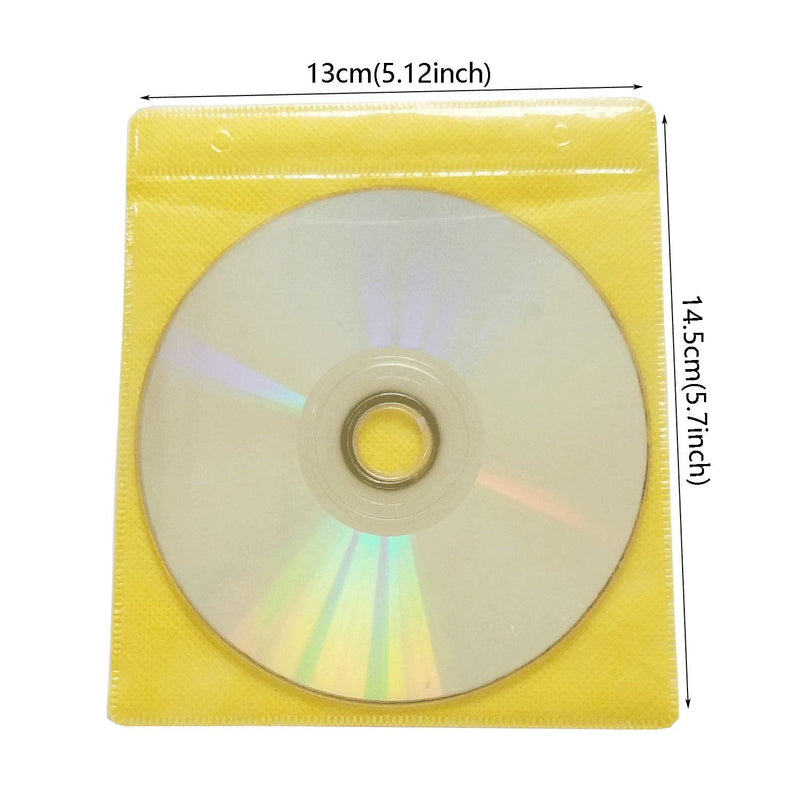 [AUSTRALIA] - HAPLIVES CD/DVD/BluRay Sleeves,Double-Sided Refill Plastic Sleeve for CD and DVD Storage Binders,100 Pack (Yellow) Yellow 