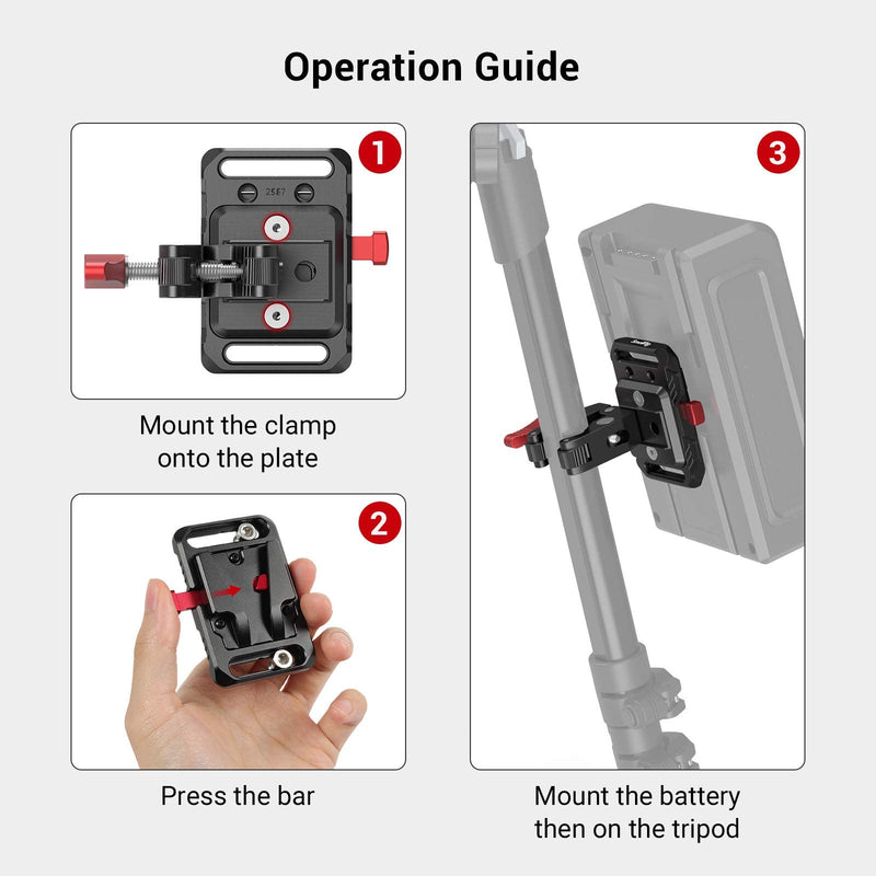 SMALLRIG Mini V-Lock Mount Battery Plate with Crab-Shaped Clamp - 2989
