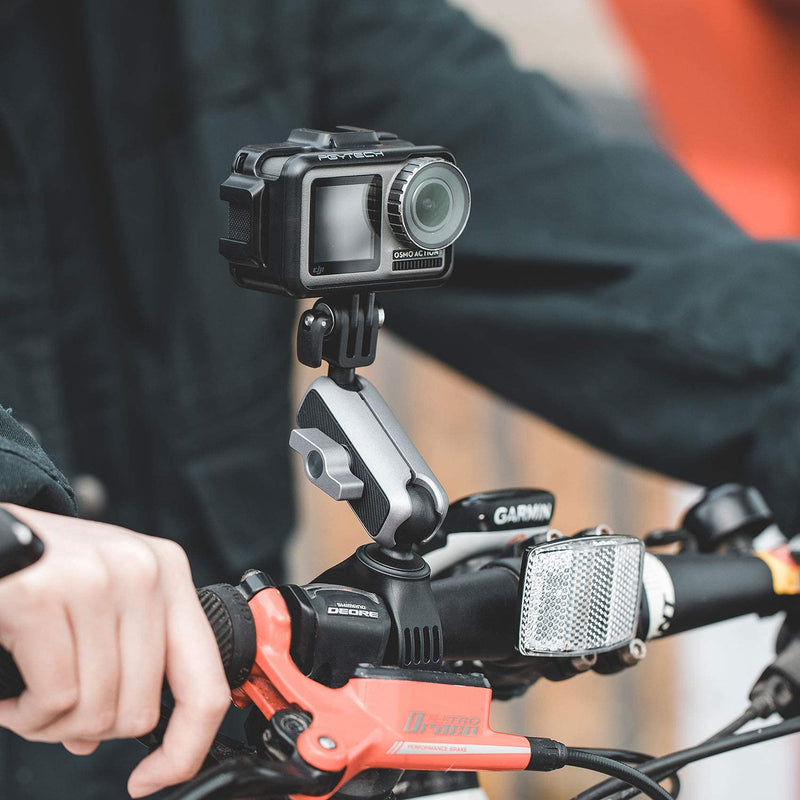 PGYTECH Action Camera Handlebar Mount for DJI Action 2, GoPro 10, GoPro 7/8/9 Adjustable Motorcycle Handlebar for OSMO Action/Pocket 2/ Pocket Action Camera Bike Mount for Insta 360