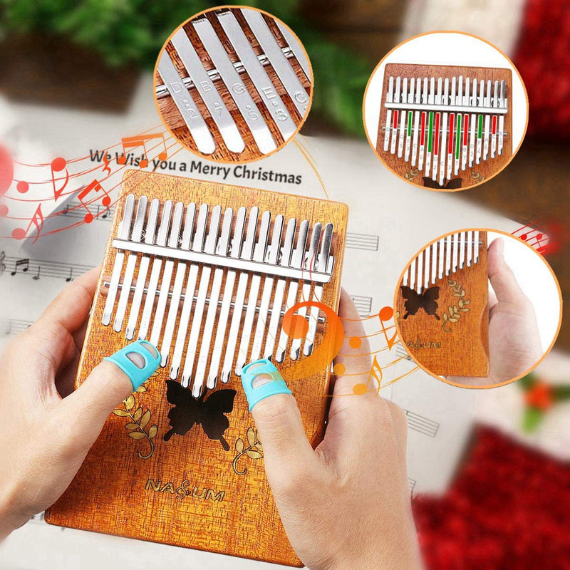 Kalimba Thumb Piano 17 Keys, NASUM Mbira Finger Piano Instrument with Mahogany body, Tuner Hammer, Stickers, Carry Bag, The Best Musical Instrument Gift for Kids and Adults Beginners