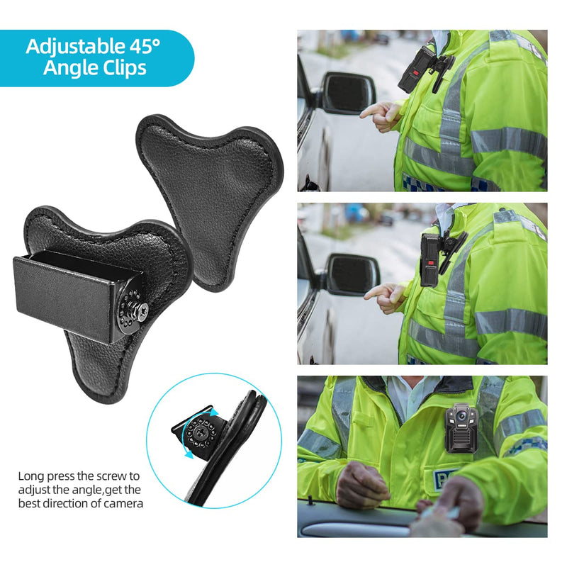 CAMMHD Body Camera Magnet Mount, Support 45° Angle Adjustable for Body Camera, 6 Strong Magnets, Universal Magnetic Suction Clip for All model Body Cameras, Make from Durable Leather, Stick to Clothes