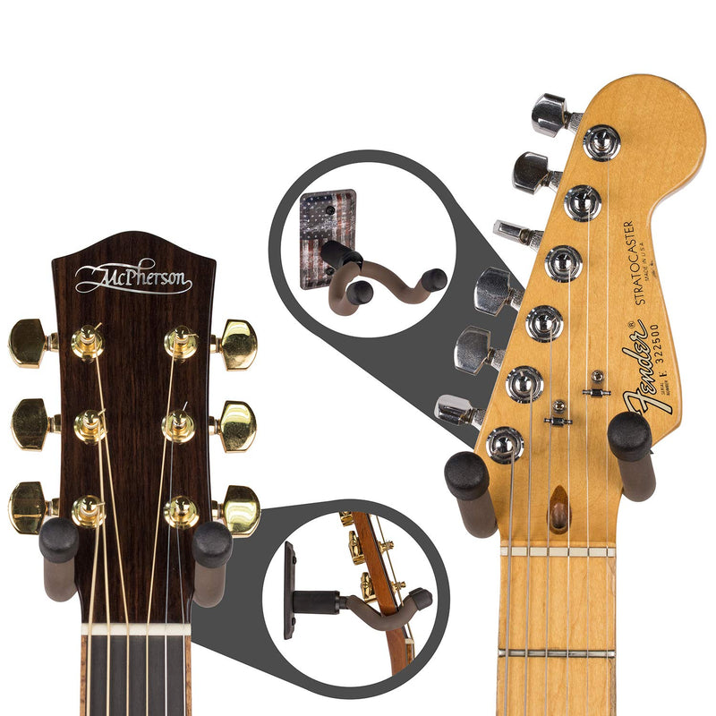 String Swing Guitar Hanger - Holder for Electric Acoustic and Bass Guitars - Stand Accessories Home or Studio Wall - Musical Instruments Safe without Hard Cases – Amercian Flag Steel CC60K-FL
