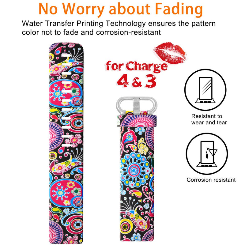 Maledan Compatible with Charge 3 Bands and Charge 4 Bands, Water Resistant Breathable Strap Wristbands Compatible with Charge 3 Fitness Activity Tracker, Colorful Jellyfish, Small Small Size: 5.5"-7.1"