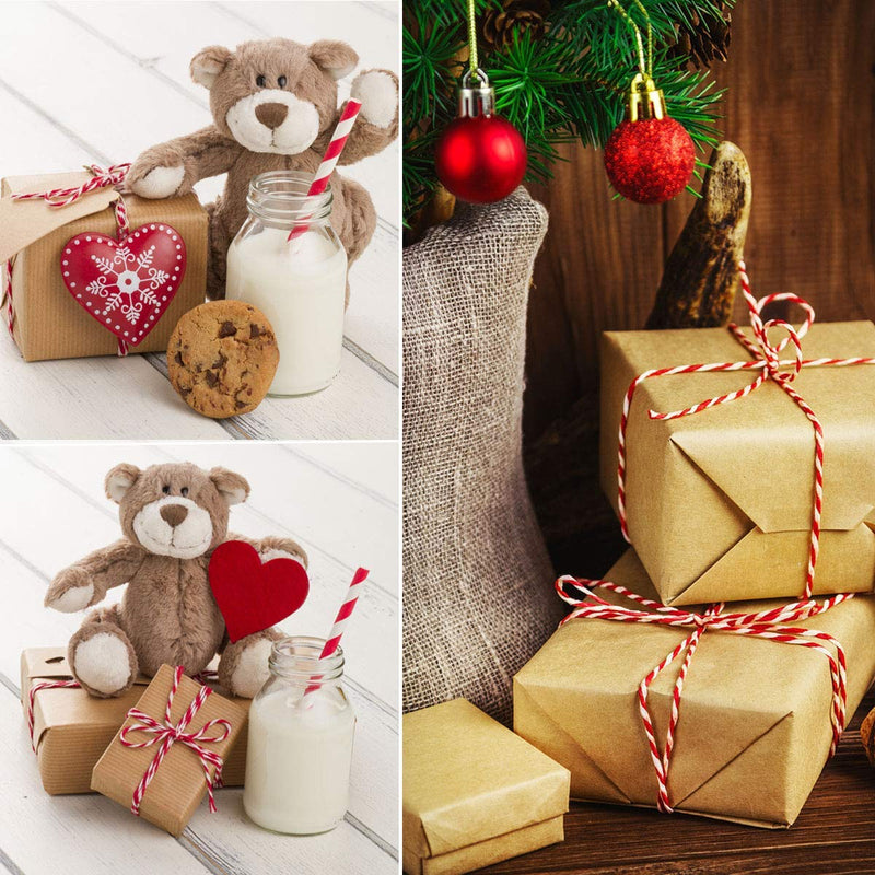 [AUSTRALIA] - HOKI Cotton Bakers Twine Red & White 328 Feet (100M), Packing String, Durable Rope for Gardening, Decoration, Tying Cake and Pastry Boxes, Crafts & Gift Wrapping, for Art and Craft 100M 