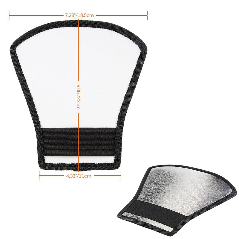 waka Flash Diffuser Reflector Kit - Bend Bounce Flash Diffuser+ Silver/White Reflector for Speedlight, Universal Mount for Canon, Nikon, etc.