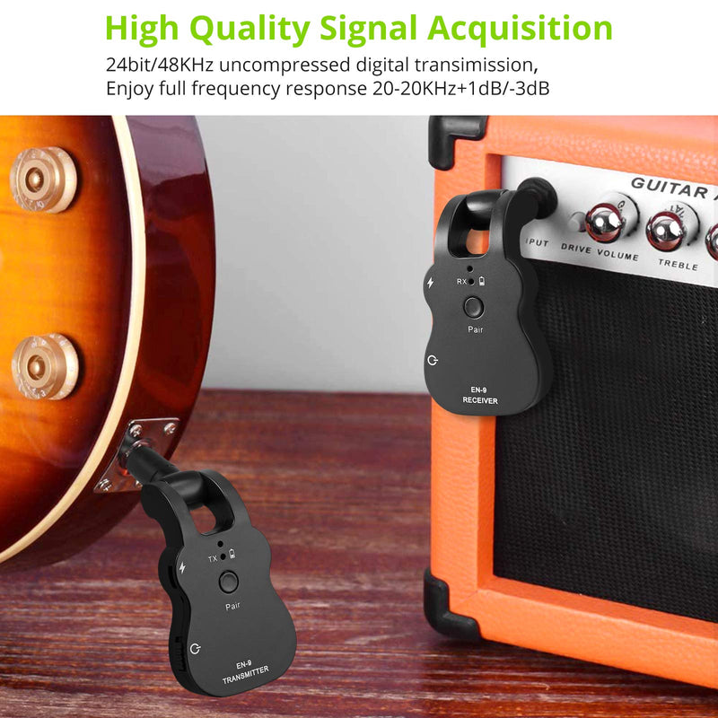 [AUSTRALIA] - LiNKFOR 2.4GHZ Wireless Guitar System Built-in Rechargeable Wireless Guitar Transmitter Receiver Support 6 Channels Audio Transmitter Receiver for Electric Guitar Bass 