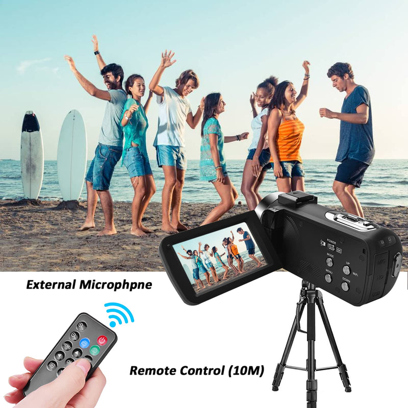 LAIDUOAO Video Camera Camcorder, 2.7K Vlogging Camera WiFi IR Night Vision 1080P Camcorder with 16X Zoom, 2 Rechargeable Batteries, 30FPS 24MP 3.0 Inch Touch Screen Easy Operation with Remote