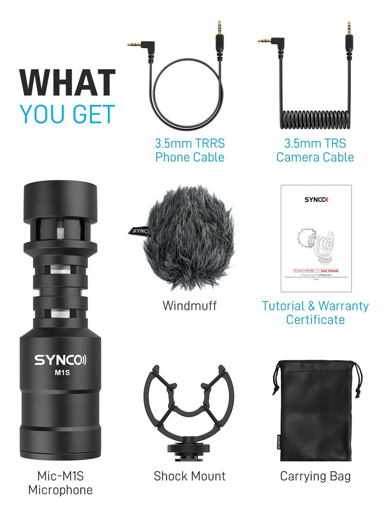[Official] SYNCO Mic-M1S On-Camera Shotgun Mic Video Microphone with Shock Mount Windshield for DSLR, Camera, Smartphone, Camcorder, Audio Mixer, Recorder, PC M1S