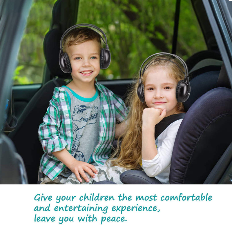 Joanbro 2 Sets of Infrared Wireless Car Headphones for Rear Seat DVD Systems, 2 Channels IR DVD Headphones with AUX Cable, Wireless & Wired, Lightweight Headphone for Family Long Trip
