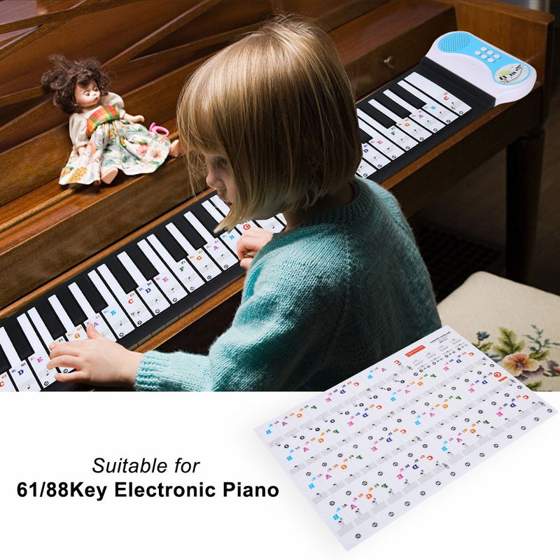 Piano Stickers for Keys – Removable Piano Key Board Sticker for 61/88 Key Electronic Pianos (Colour) Colour