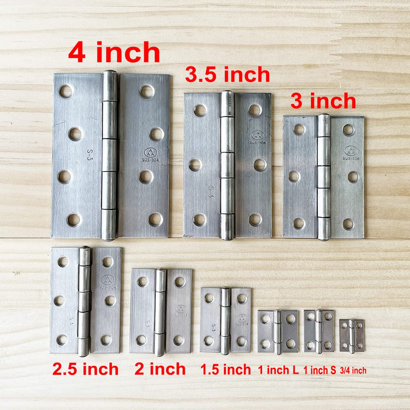 Adiyer 10pcs 304 Stainless Steel 1.5-inch Folding Butt Hinges Home Furniture Hardware Door Hinge Small Hinges for Wooden Boxes Lid Jewelry Box Crafts (38mm x 30.5mm x 1mm) 38x30.5x1mm w Screws