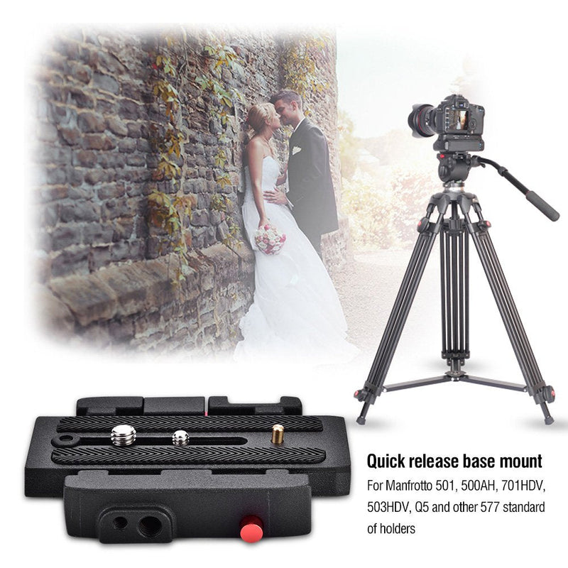 Quick Release Base Plate, Vbestlife Aluminium Alloy Camera Base Plate for Manfrotto 501, 500AH, 701HDV, 503HDV, Q5 and More, Black