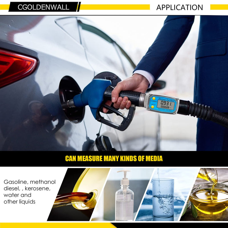 CGOLDENWALL Turbine Flow Meter Digital Fuel Flowmeter with FNPT Inlet/Outlet, 1inch Flow Meter for Water Diesel Kerosene Gasoline, 2.5-26GPM /9-100LPM (1 inch) 1 inch