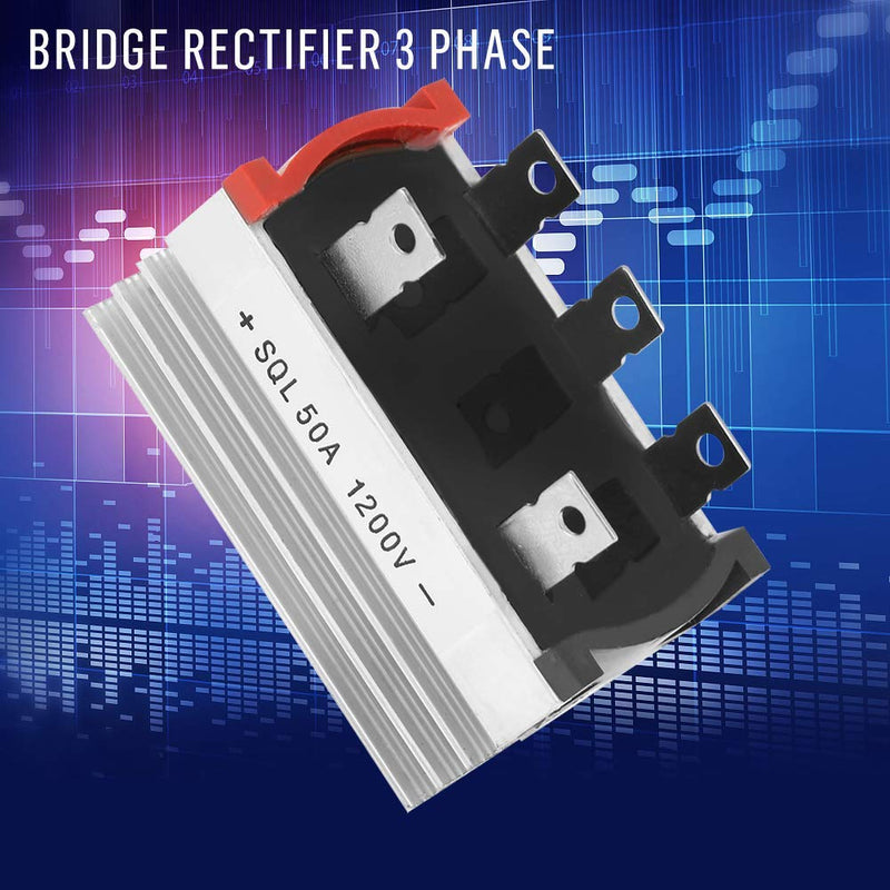 Bridge Rectifier, Pack of 2 3 Phase Bridge Rectifier 50A 1200V High Power Bridge Rectifier Diode Module with Aluminum Heatsink