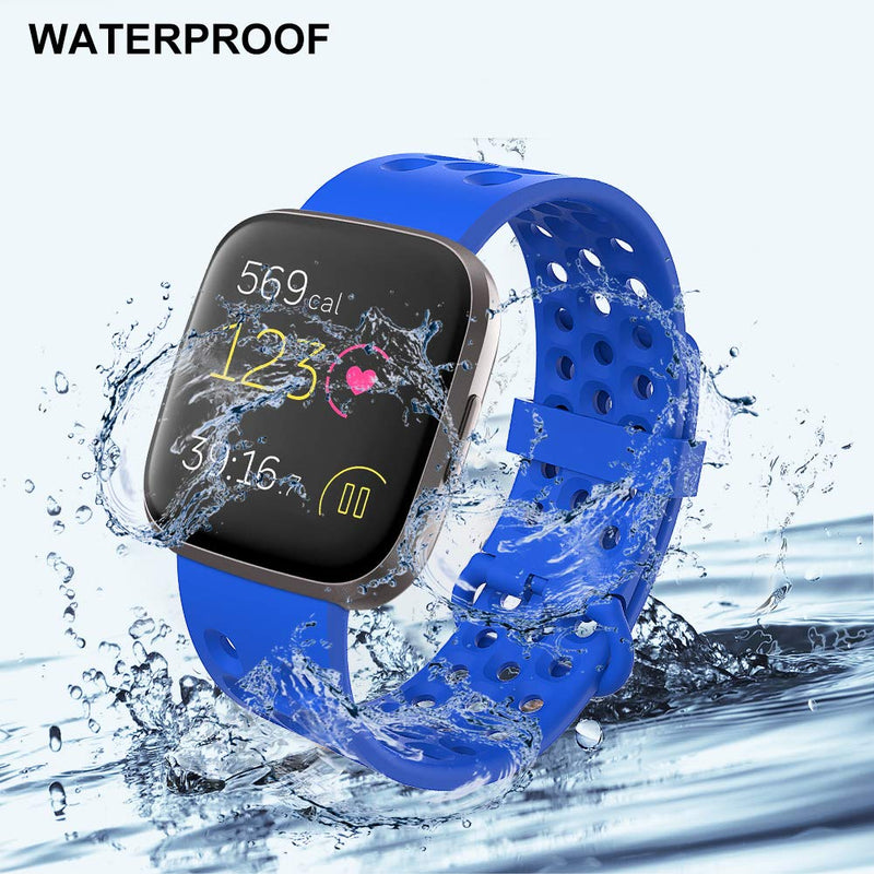 findway Sport Bands Compatible with Fitbit Versa 2/Versa Lite/Versa for Women Men,Soft Waterproof Silicone Strap Replacement Wristband with Air Holes Compatible with Versa Smart Watch