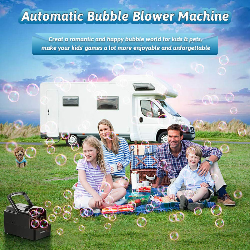 Bubble Machine, SUNNATCH Automatic Bubble Blower Machine, Portable Bubble Maker Supports Multiple Power Supply Modes(Plug-in/Batteries/Power Bank) and Two Speed Levels for Outdoor and Indoor Use