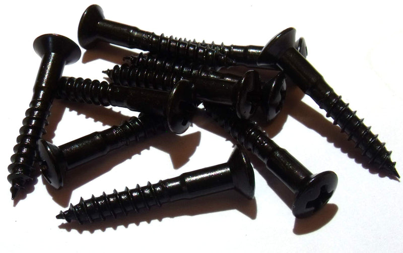 10x Guitar bridge or tremolo fixing screws countersunk head in black 3.5mm x 25mm