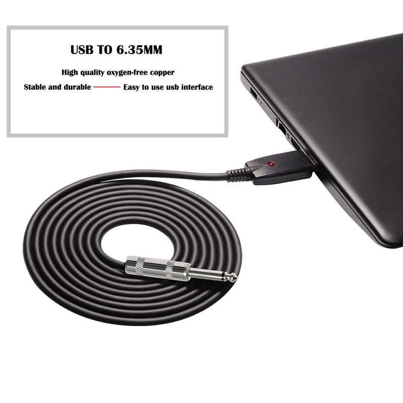 [AUSTRALIA] - SiYear USB Guitar Cable -USB 2.0Interface Male to 6.35mm (1/4inch) TS Mono Electric Guitar Converter Cable, Studio Audio Cable Guitar Computer Connector Cord Adapter for Instruments Recording Singing USB-6.35TS-3M 