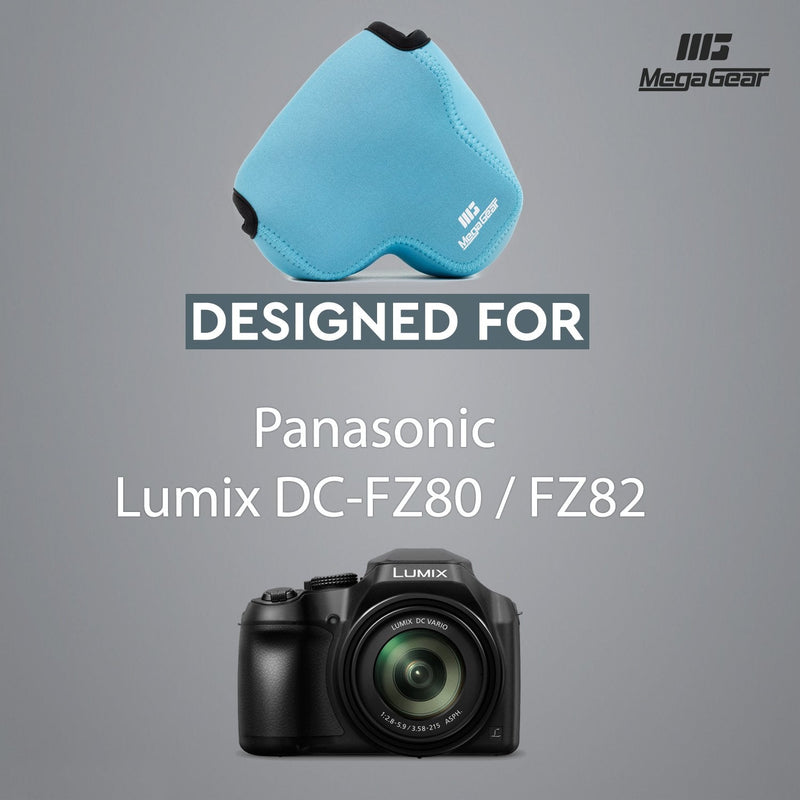 MegaGear Panasonic Lumix DC-FZ80, FZ82, DC-FZ70, FZ72 Ultra Light Neoprene Camera Case, with Carabiner - Blue - MG1167