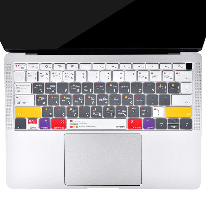 MOSISO Keyboard Cover Compatible with MacBook Air 13 inch 2019 2018 Release A1932 with Retina Display & Touch ID, Waterproof Dust-Proof Protective Silicone Skin, Mac OS X Shortcut, White