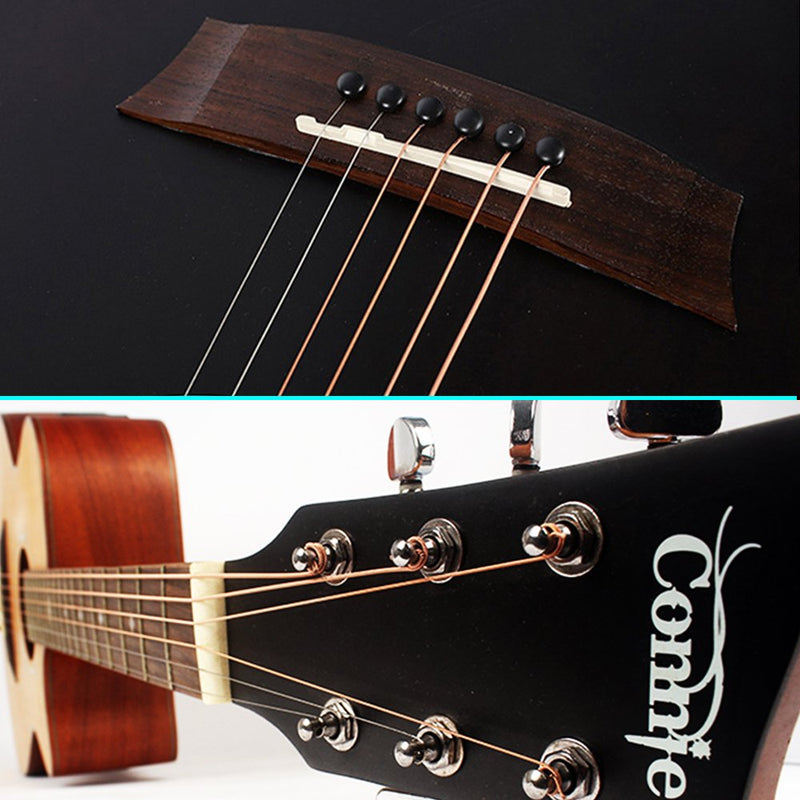SENHAI 4 Pcs 6 String Acoustic Guitar Bone Bridge Saddle and Nut, 2 Sets Real Cattle Bone Folk Guitar Replacement, with 10 Pcs Celluloid Guitar Picks (0.96mm)