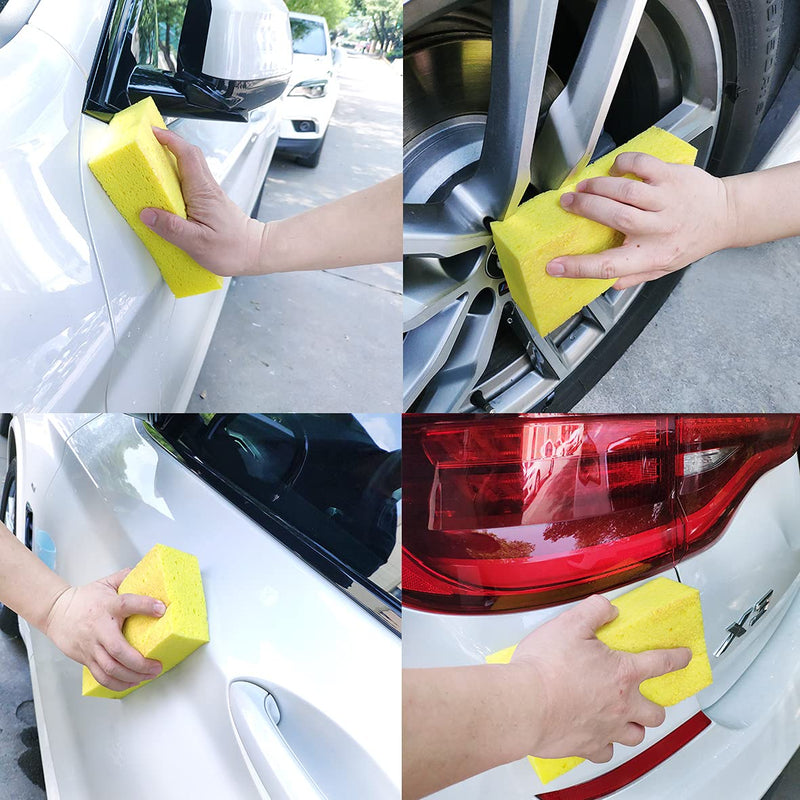 Cellulose Large Sponges for Cleaning, Multi-use Scrub, for Car, Boat and Kitchen, Pack of 3, Yellow, Environmentally Safe Biodegradable