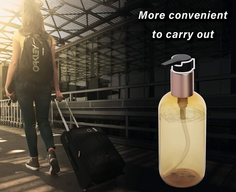 Yebeauty Empty Pump Bottle 8.45OZ, 2 PCS Shampoo Bottles Dispenser with Pump Refillable Containers, 250ml Golden
