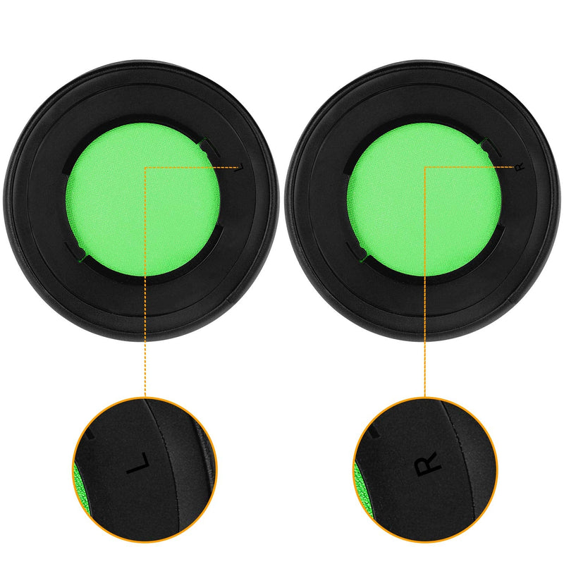 [AUSTRALIA] - Jecobb Kraken V2 Earpads, Replacement Ear Cushion Cover with Protein Leather & Memory Foam for Razer Kraken V2 Headphone ONLY – Round (Black&Green) Black&Green 