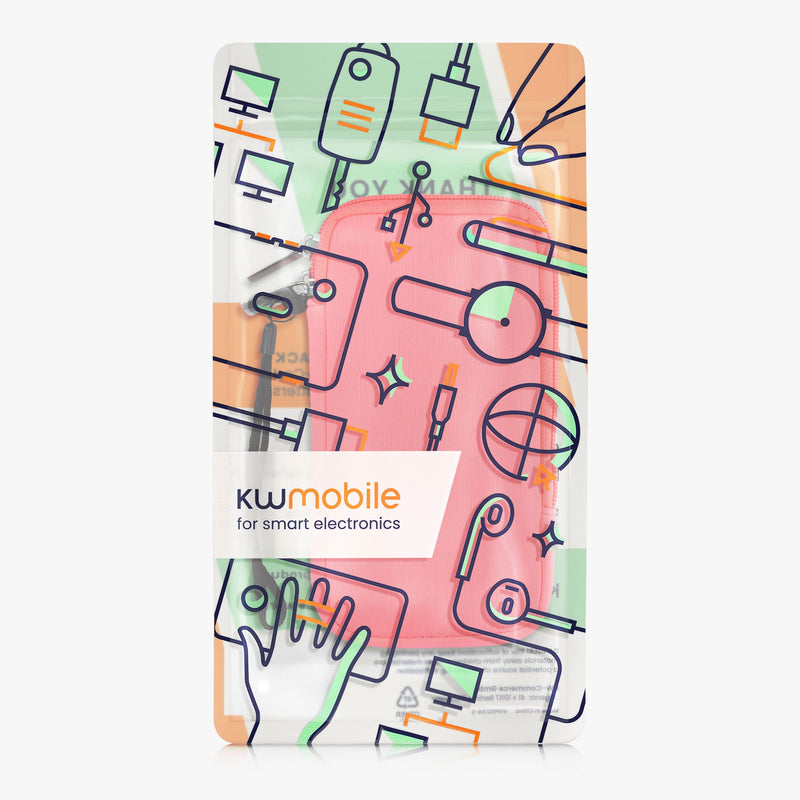 [AUSTRALIA] - kwmobile Neoprene Phone Pouch Size XL - 6.7/6.8" - Universal Cell Sleeve Mobile Bag with Zipper, Wrist Strap - Pink XL - 6,7/6,8" 