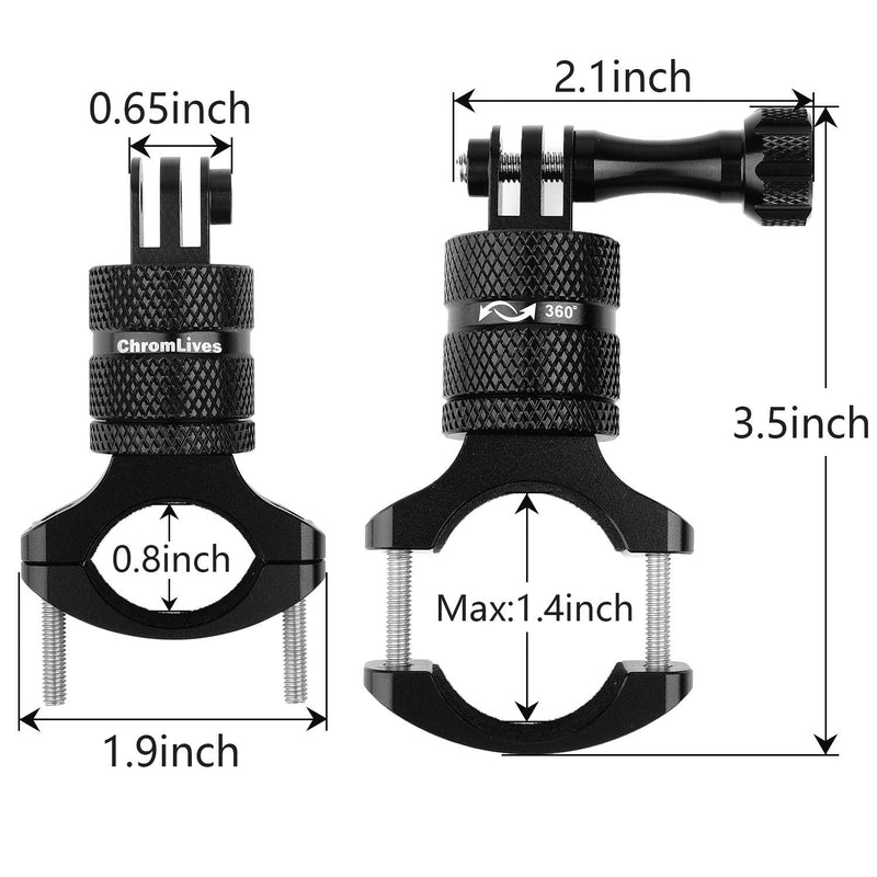 Bike Mount for Gopro,ChromLives Camera Handlebar Mount with 360 Degree Rotation, Aluminum Bike Camera Mount for Mountain Bicycle/Motorcycle for Gopro Hero 9/8/7/6/5,Action Camera,Osmo (Black) black