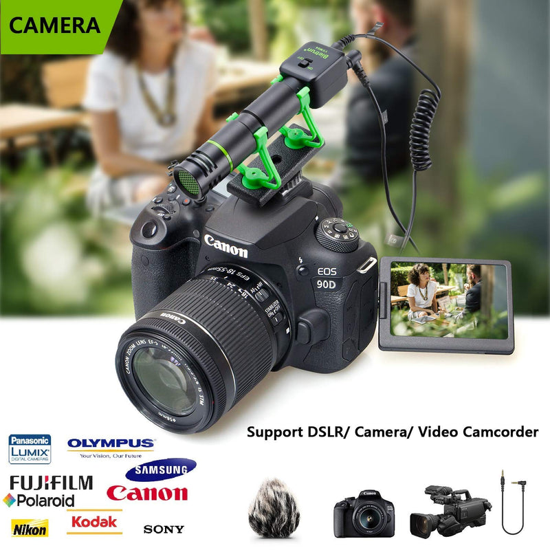 Camera Microphone, Video Microphone for iPhone, Shotgun Mic for Sony, Nikon, Canon DSLR Camera, Rechargeable(Work 10 Hrs),with Windscreen, Phone Tripod, Headphone Out, for Video, Interview, YouTube