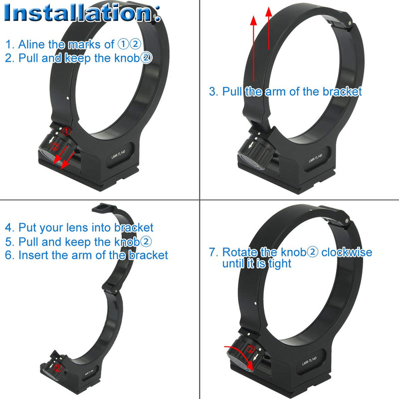 Haoge LMR-TL140 Lens Tripod Mount Ring for Tamron 100-400mm f/4.5-6.3 Di VC USD A035 Lens Stand Base Collar Replacement Foot, Built-in Arca Type Quick Release Plate Replace Tamron A035TM