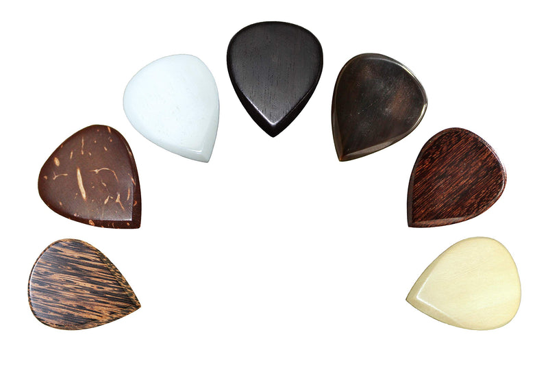 PICKMANN Jazz Exotic Sampler Guitar Picks Plectrums Value Pack for Archtop Jazz Guitar & Electric Guitar Made from Padauk, Coconut, Bone, Ebony, Horn, Tamarind & Haldu