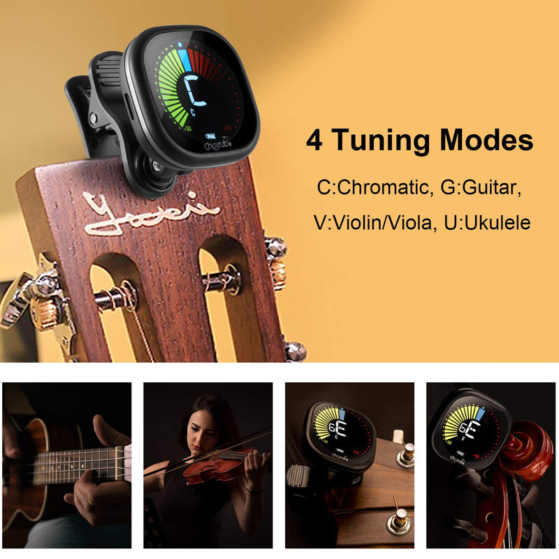 Guitar Tuner Rechargeable Clip On Tuner for Ukulele, Violin and Chromatic Tuning, Fast and Accurate, Easy to Use