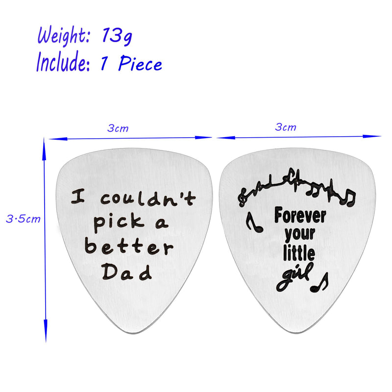 AGR8T 2PCS Guitar Pick Papa from Daughter Stainless Steel - I Couldn't Pick a Better Dad