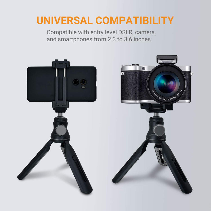 Cubilux Mini Table Tripod, Travel Pocket Tripod with Ball Head, Adjustable Height & Phone Holder, Compatible for iPhone 12 Pro 11 XR XS, Samsung Note 20/10 S20/S20 FE, Pixel 5 4 3 XL, Camera DSLR More CB1