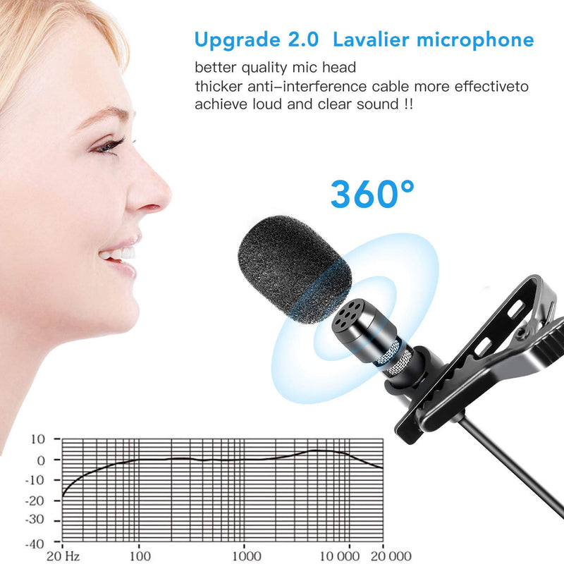 [AUSTRALIA] - Professional Lavalier Lapel Microphone Omnidirectional Condenser Recording Mic for iPhone 7/7 plus/8/8 plus/11/11 Pro/11 Pro Max, iPhone X/XS/XR, YouTube Interview Video Recording（iOS 6.6ft） 