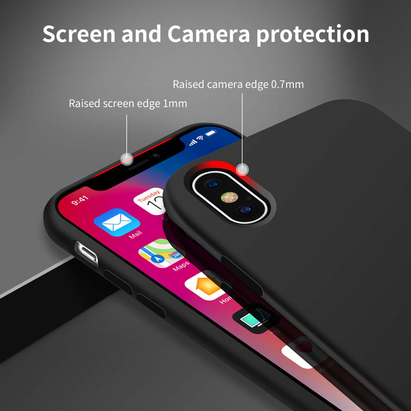 for iPhone X Case, OTOFLY [Silky and Soft Touch Series] Premium Soft Silicone Rubber Full-Body Protective Bumper Case Compatible with Apple iPhone X(ONLY) - Black