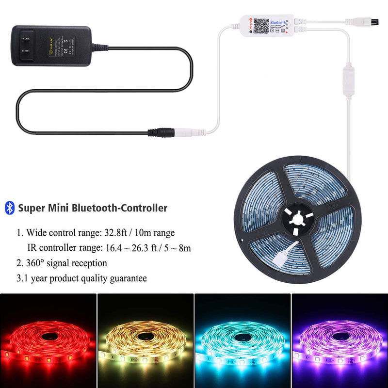 [AUSTRALIA] - ALED LIGHT Bluetooth LED Strip Lights, 5050 16.4 ft/5 Meter 150 LED Stripes Lights Smart-Phone Controlled Waterproof RGB LED Band Light for Home&Outdoor Decoration Rgb (Red, Green, Blue) 