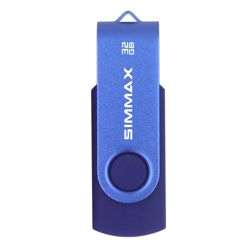 SIMMAX 32GB Memory Stick USB 2.0 Flash Drives Swivel Thumb Drive Pen Drive (32GB Blue) 1Pack 32GB Swivel-Blue