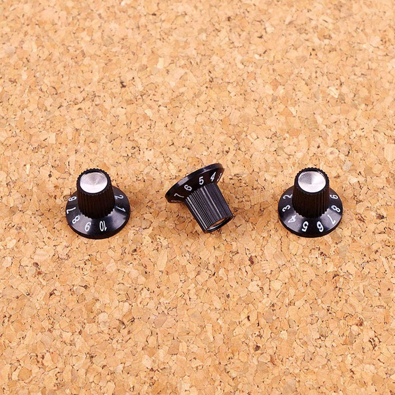 Alnicov 3pcs Guitar Amplifier Knobs AMP Skirted Volume Tone Control Knobs for Guitar Parts(Black&Silver)