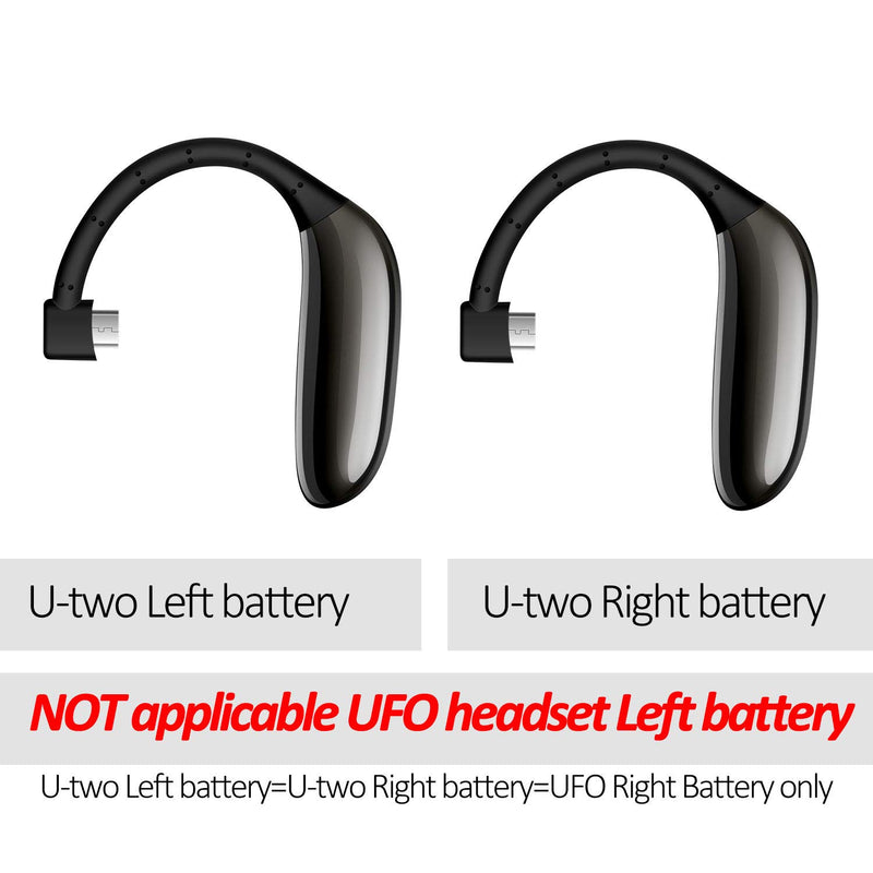 AMINY U-two Bluetooth Headset Battery, 2pcs U-two Battery+ Charge Cables+Pouch, AMINY U-two Headset Accessories