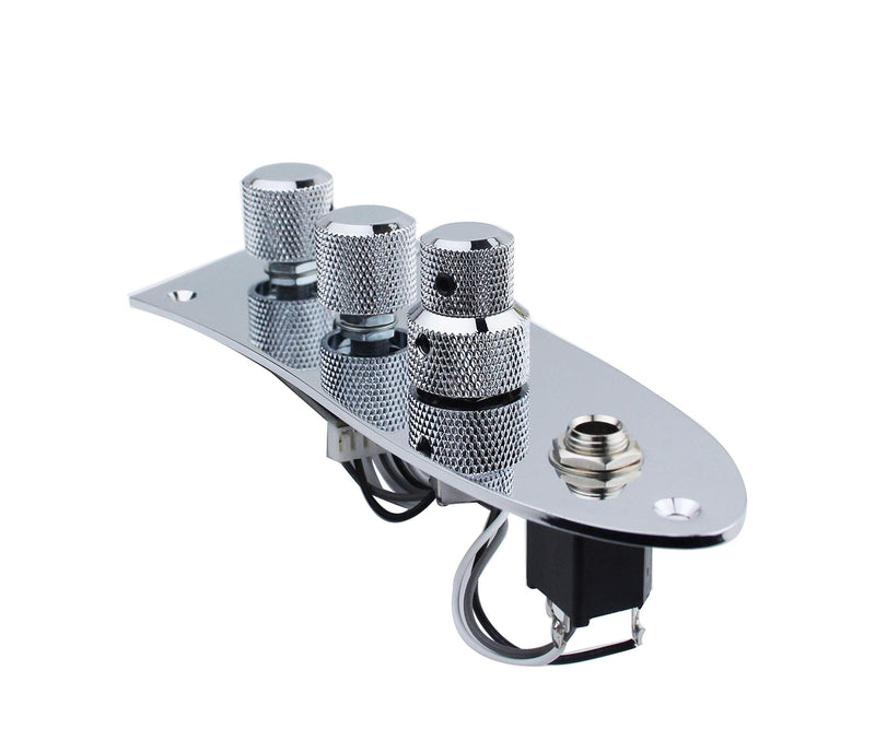 Guyker 2-Band Preamp/Tone Control with Adjustable Gain for JB Bass (with Jazz Bass Control Plate, Dome Control Knobs and Stacked Knob)