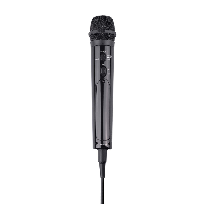 Singing Machine SMM225BK Unidirectional Wired Microphone with LED Disco Lights, Black
