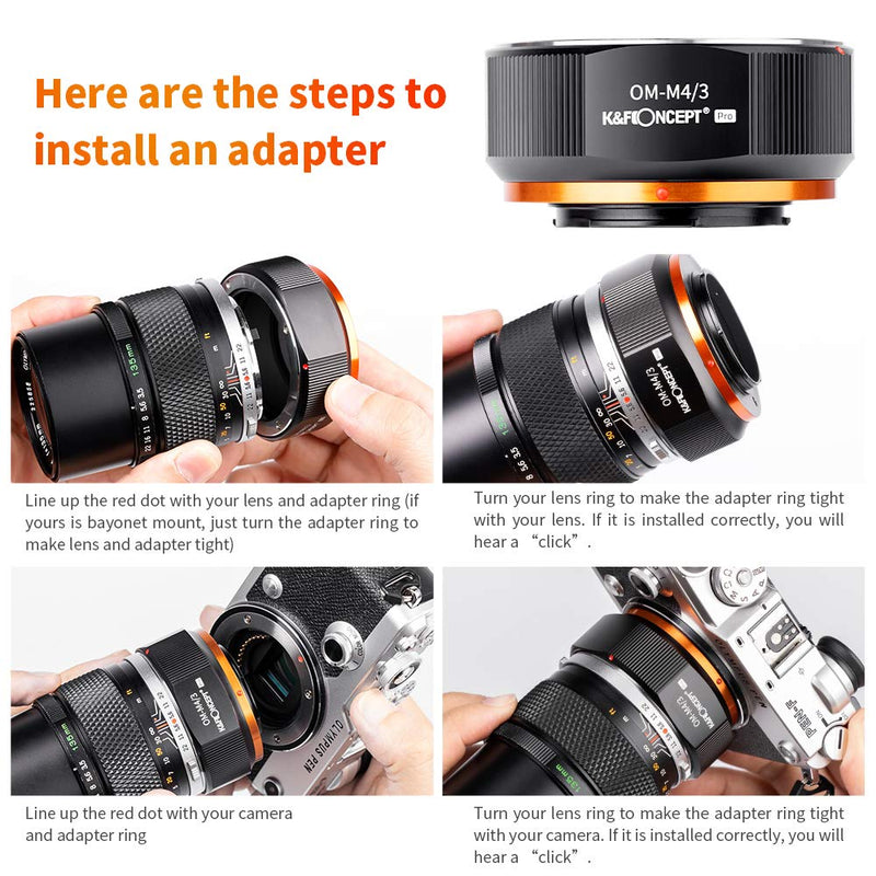K&F Concept Lens Mount Adapter for Olympus OM Mount Lens to M4/3 MFT Olympus Pen and Panasonic Lumix Cameras OM-M4/3